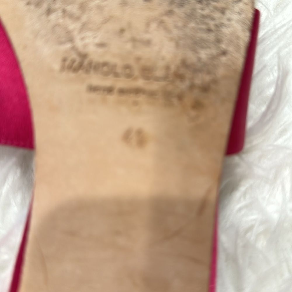 Manolo Blahnik dark pink double strap satin sandals with jewel buckle size 41 - Picture 6 of 10